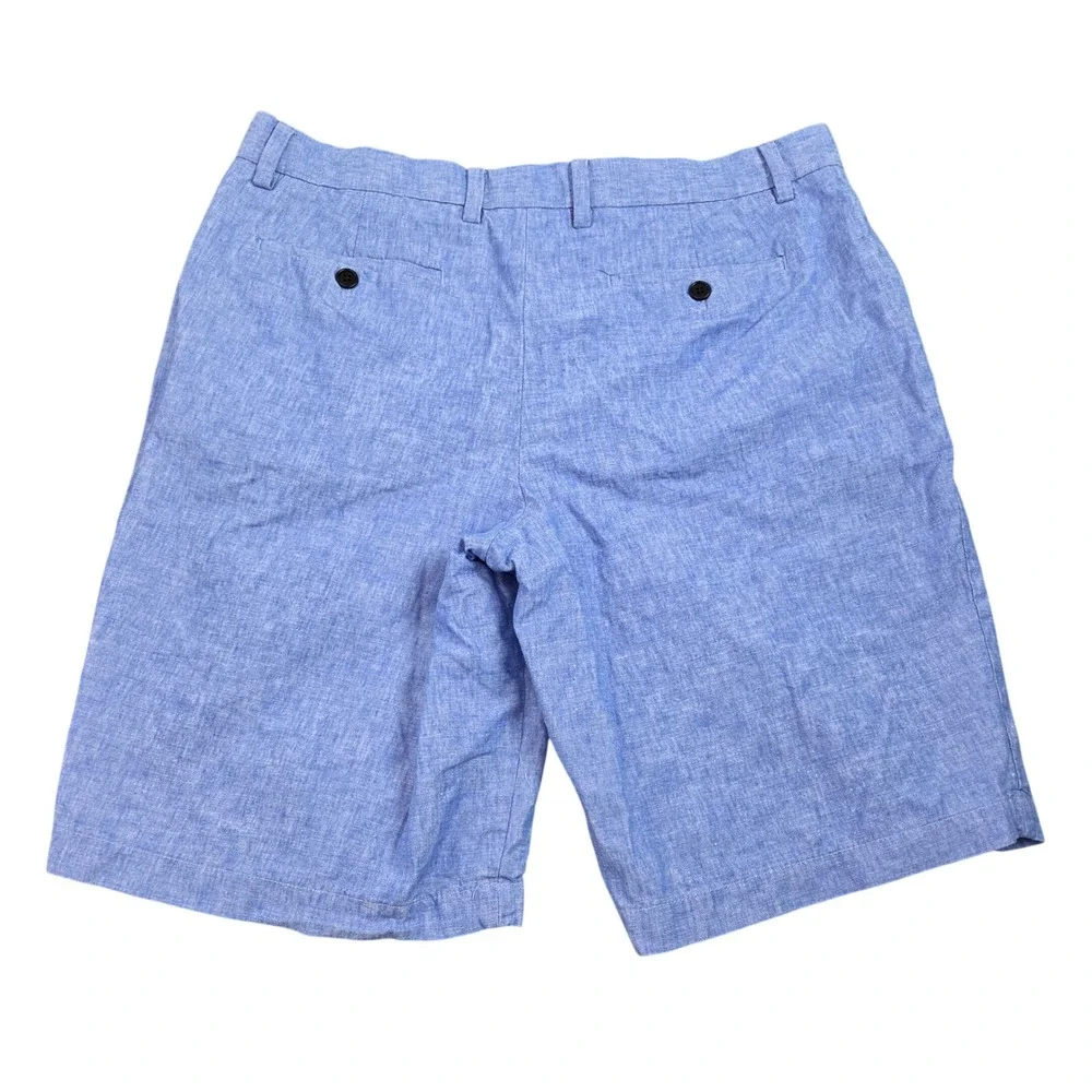 Banana Republic Emerson Shorts Mens 34 Blue Linen Blend Coastal Casual Summer